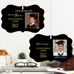 Personalized Ceramic Class of 2026 Name Tag Ornament with Photo and School Name Graduation Gift for Graduates