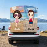 Personalized Vacation Theme Cartoon Character Oversized Quick Dry Magnetic Beach Towel with Name Summer Vacation Birthday Gift for Family