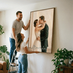 Personalized Memorable Oil Painting Photo Canvas Prints with Names Warm Minimalist Home Decor Ship from USA Wedding Anniversary Gift for Couple