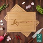 Personalised Engraved Soccer Silhouette Bamboo Chopping Board with Juice Groove Soccer Party Anniversary Gift for Family Soccer Lovers