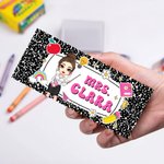 Personalisierte Cartoon-Charakter Blackboard Radiergummi mit 2 Whiteboard-Marker Teacher's Day zurück zu Schule Anerkennung Geschenk für Lehrer Pädagogen