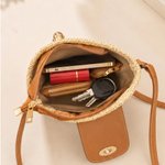 Personalized Monogram Straw Crossbody Bag with Leather Strap Summer Beach Travel Accessories gift for Women