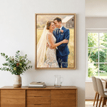 Personalized Memorable Oil Painting Photo Canvas Prints with Names Warm Minimalist Home Decor Ship from USA Wedding Anniversary Gift for Couple