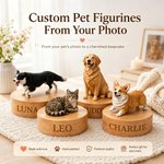 Personalized Cute 3D Pet Photo Figurine Ornament with Name Desk Decor Memorial Birthday Gift for Pet Lovers Owners