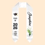 Personlig fødselsblomst Graduation Stole med navn og eksamensår Class Of 2026 Graduation Gift for Graduates