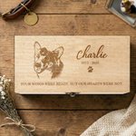 Boîte de rangement en bois personnalisée avec nom, texte et année de la perte de l'animal Cadeau commémoratif pour les propriétaires d'animaux de compagnie