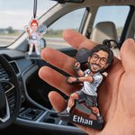 Personalised Pickleball Comics Face Photo Wooden Acrylic Keychain Car Charm Magnet Standee with Name Birthday Gift for Pickleball Lovers Players