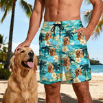 Personalised Hawaiian Tropical Quick Dry Swim Trunks Beach Shorts with Mesh Brief and Photo Beach Party Birthday Holiday Gift for Men