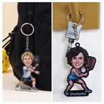 Personalised Pickleball Comics Face Photo Wooden Acrylic Keychain Car Charm Magnet Standee with Name Birthday Gift for Pickleball Lovers Players