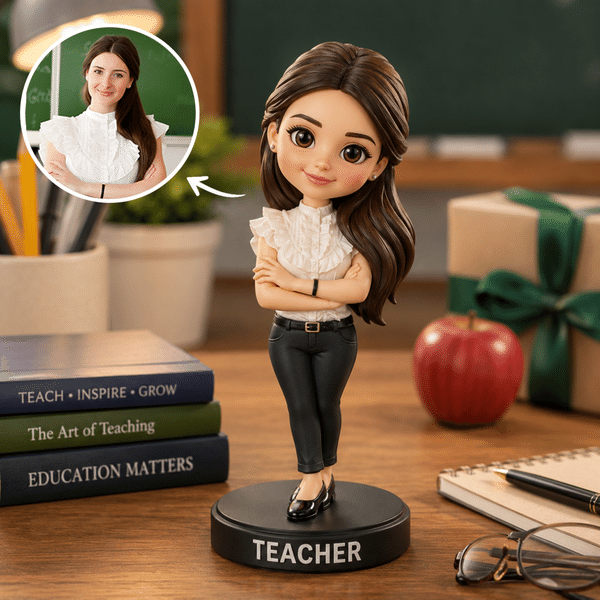 Personalised 3D Photo Figurine Ornament with Base and Text Desk Decoration Birthday Gift for Teacher New Student