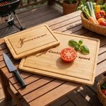 Personalised Engraved Soccer Silhouette Bamboo Chopping Board with Juice Groove Soccer Party Anniversary Gift for Family Soccer Lovers