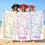Serviette de plage surdimensionnée à séchage rapide, personnalisée et amusante sur le thème du mah-jong, avec prénom – Cadeau idéal pour les vacances d'été ou une fête sur la plage, destiné aux amateu