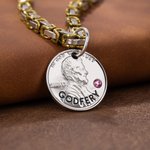 Personalised Lincoln Luck Coin Inspired Birthstone Necklace with Engraved Name Dainty Jewellery Birthday Anniversary Gift for Him Her