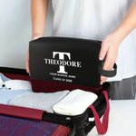 Personlig bærbar toalettmappe med monogramnavn, tekst og fargerike initialer, stor kapasitet, konfirmasjonsgave til menn