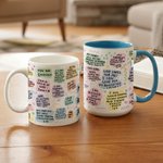 Personalized Daily Bible Affirmations Ceramic Mug with Name and Coaster Birthday Faith Encouragement Baptism Gift for Christian