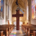Personalized Adjustable Wooden Cross Necklace with Text Daily Wear Religious Baptism Gift for Christian Woman Man