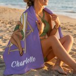 Personalised Multicolor Cartoon Character Oversized Quick Dry Magnetic Beach Towel with Name Summer Travel Essentials Birthday Gift for Family Friends