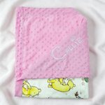 Personalized Classic Winnie the Pooh Soft Dot Blanket with Embroidered Name Nursery Bedding Decor Birthday Baby Shower Gift for Newborn New Mom