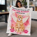 Personalised Paw Print Angel Pet Photo Soft Throw Blanket with Name and Year Memorial Birthday Anniversary Gift for Pet Owners