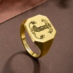 Personalised Victorian Vintage Sterling Silver Stamp Ring with Initial and Text Daily Wear Anniversary Birthday Gift for Dad Man