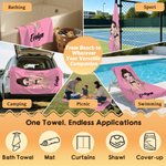Personalised Multicolor Cartoon Character Oversized Quick Dry Magnetic Beach Towel with Name Summer Travel Essentials Birthday Gift for Family Friends