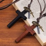 Personalized Adjustable Wooden Cross Necklace with Text Daily Wear Religious Baptism Gift for Christian Woman Man