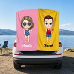 Personalised Multicolor Cartoon Character Oversized Quick Dry Magnetic Beach Towel with Name Summer Travel Essentials Birthday Gift for Family Friends