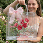 Personalised Birth Flower Transparent Gift Bag with Ribbon and Name Birthday Gift for Girls Women
