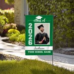 Personlig klass av 2026 Graduation Photo Garden Flag med skolnamn och år Graduation Party Decoration Favor för akademiker