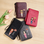 Personalized Cartoon Character Birth Flower Portable PU Leather Passport Holder Wallet with Name Travel Essential Birthday Gift for Travel Lovers