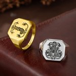 Personalised Victorian Vintage Sterling Silver Stamp Ring with Initial and Text Daily Wear Anniversary Birthday Gift for Dad Man