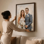 Personalized Memorable Oil Painting Photo Canvas Prints with Names Warm Minimalist Home Decor Ship from USA Wedding Anniversary Gift for Couple