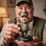 Gepersonaliseerd 3D visserbeeldje van foto met naam bureau- en kantoordecoratie ideal Vaderdag- of verjaardagscadeau voor papa visser of visliefhebber