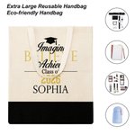 Personalized Imagine Believe Achieve Retro Canvas Tote Bag with Name Graduation Gift for Graduates Seniors