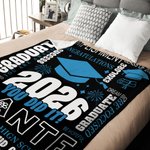 Personalised Class of 2026 You Did It  Graduation Cap Soft Throw Blanket with Name and Year Home Decor Graduation Party Gift for Graduates