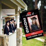 Personlig klass av 2026 Graduation Photo Garden Flag med skolnamn och år Graduation Party Decoration Favor för akademiker