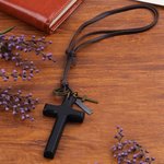 Personalized Adjustable Wooden Cross Necklace with Text Daily Wear Religious Baptism Gift for Christian Woman Man