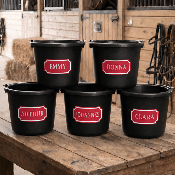 Personalized Multicolour Vintage Horse Name Label Bucket Decor Horse Training Gift for Horse Owners Lovers