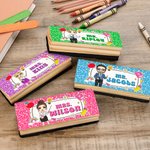 Personalisierte Cartoon-Charakter Blackboard Radiergummi mit 2 Whiteboard-Marker Teacher's Day zurück zu Schule Anerkennung Geschenk für Lehrer Pädagogen