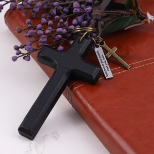 Personalized Adjustable Wooden Cross Necklace with Text Daily Wear Religious Baptism Gift for Christian Woman Man