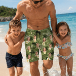 Personalised Hawaiian Tropical Quick Dry Swim Trunks Beach Shorts with Mesh Brief and Photo Beach Party Birthday Holiday Gift for Men