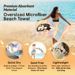 Personalized Colorful Stripes Cartoon Woman Character Soft Quick Dry Beach Towel with Name Vacation Beach Party Gift for Women