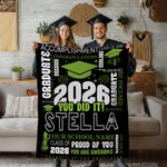 Personalised Class of 2026 You Did It  Graduation Cap Soft Throw Blanket with Name and Year Home Decor Graduation Party Gift for Graduates