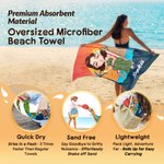 Personalised Sunset Cartoon Character Magnetic Quick-Drying Beach Towel with Name Beach Party Summer Vacation Gift for Kid Family