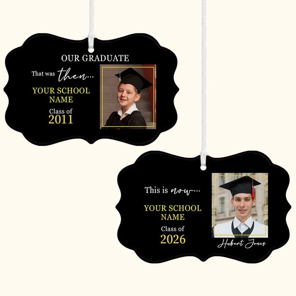 Gepersonaliseerd Keramisch Klas van 2026 Naamplaatje Ornament met Foto en Schoolnaam Afstudeergeschenk voor Afgestudeerden