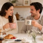 Personalisierte 355 ml Keramiktasse mit Familienfoto im Line-Art und Text für Alltag zum Kaffeetrinken Geburtstag Geschenk für Familie Freunde