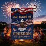 Personalised Stars & Stripes American Flag Garden Flag with Text American Semiquincentennial Independence Day Gift for American Families Patriots
