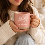 Personalisierte 355 ml Keramiktasse mit Familienfoto im Line-Art und Text für Alltag zum Kaffeetrinken Geburtstag Geschenk für Familie Freunde