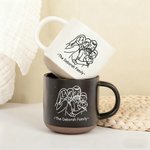 Personalisierte 355 ml Keramiktasse mit Familienfoto im Line-Art und Text für Alltag zum Kaffeetrinken Geburtstag Geschenk für Familie Freunde