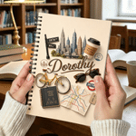 Personalized Retro Outdoor Travel Art Spiral A5 Notebook with Name Daily Use Birthday Gift for Traveller Family Friend